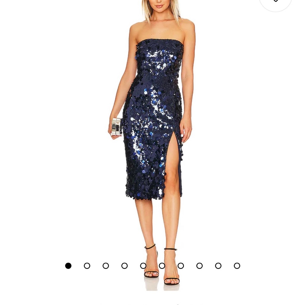 Sequin Strapless Navy Dress
